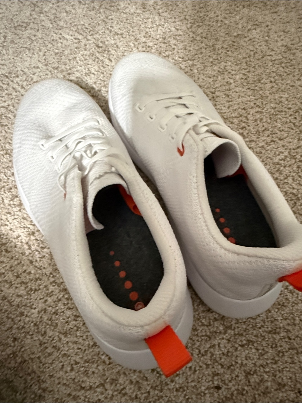 Peter Millar WORN ONCE White Men's Lightweight Knit Sneaker with Orange Accents